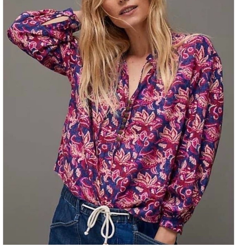 Anthropolgie Pilcro Lucille Peasant Blouse Size SMALL